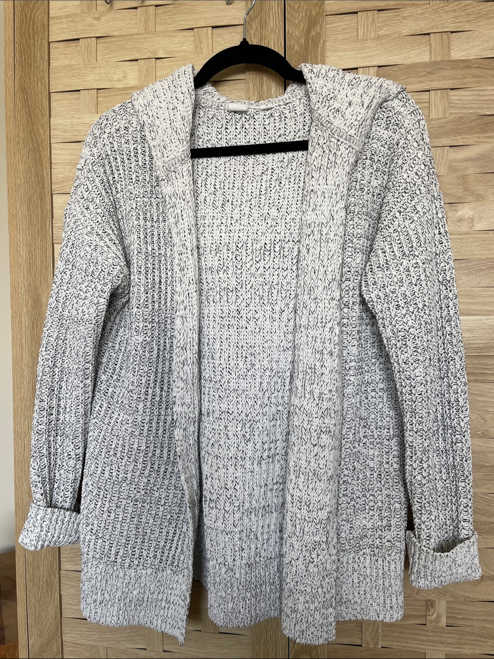GAP Marled Gray Hooded Open-Front Cardigan